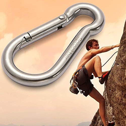 Sprookber 304 Stainless Steel Spring Snap Hook Carabiner Set of 6 1