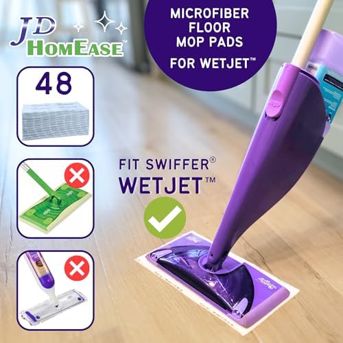 Durable Effective Floor MopPad with Microfiber for Swiffer WetJet 48-Count