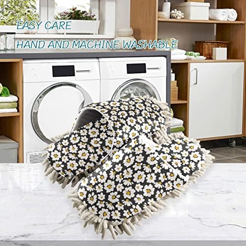 DOMIKING Daisy Flowers Mop Slippers for Women