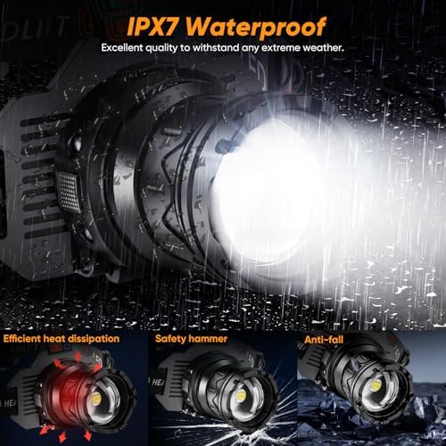 INECOKS Rechargeable Headlamp 990000 LM Motion Sensor with 9 Modes