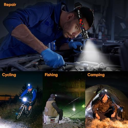INECOKS Rechargeable Headlamp 990000 LM Motion Sensor with 9 Modes