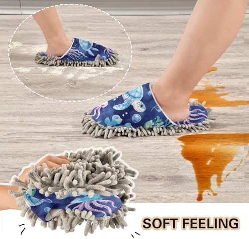 Cute Sea Animal Slippers for MenWomen Washable Floor Mop