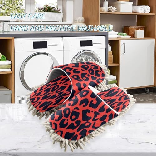 Zhirexin Red Leopard Kitchen Slippers
