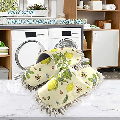 DOMIKING Lemon Bee Floor Slippers for Cleaning Essentials
