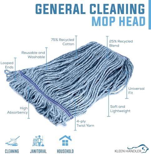 KLEEN HANDLER Heavy Duty Blue Mop Head Replacement Pack of 3