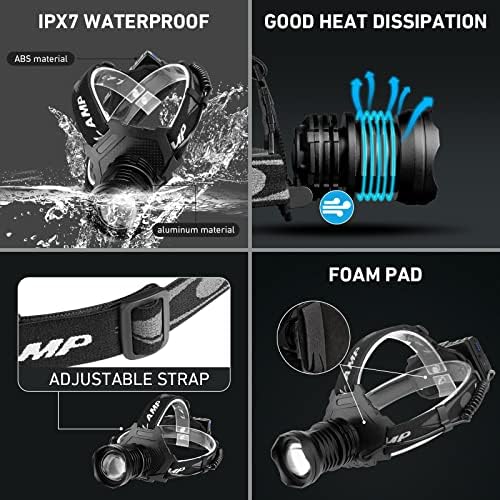 Bailinghai 100000 Lumens Adjustable 90 5 Modes Waterproof Headlamp