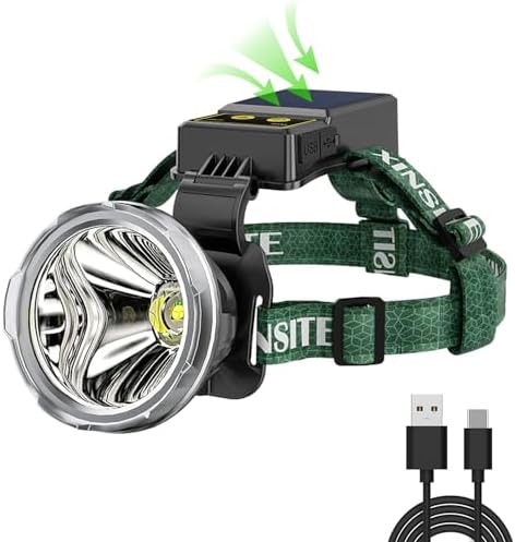 20000 Lumens Solar Headlamp Adjustable IPX5 waterproof