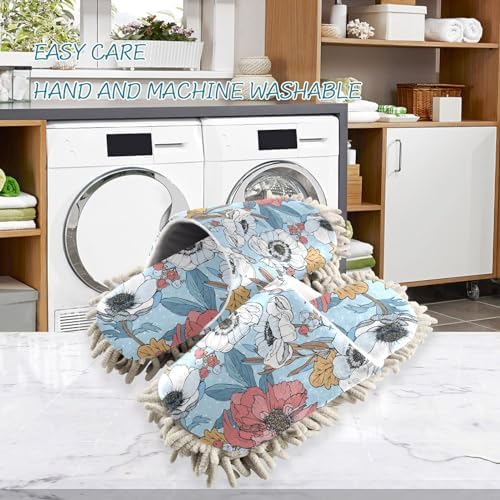 Kigai Microfiber Slippers with Peonies Pattern - Perfect for Floor Cleaning