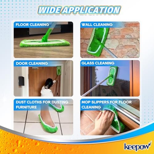 KEEPOW Reusable Wet Pads Swiffer Mop Compatible 4-Pack