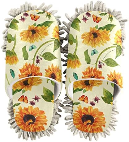Eco-Friendly Sunflowers Butterflies Floor Slippers for Easy Cleaning Comfort