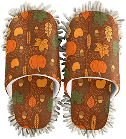 Pumpkin-Themed Mop Slippers for Women