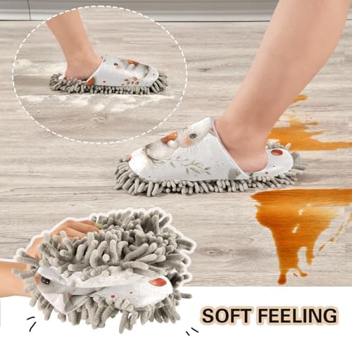 FLildon White Rabbit Microfiber Mop Slippers