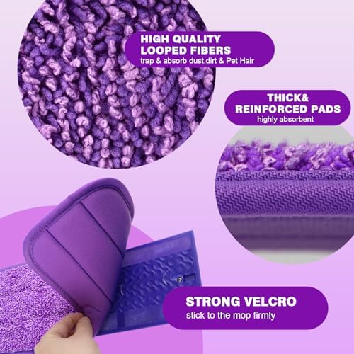 HOMEXCEL 8 Pack Reusable Microfiber Mop Pads for Swiffer PowerMop