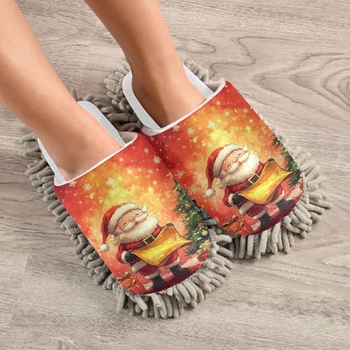 White Christmas Santa Tree Mop Slippers