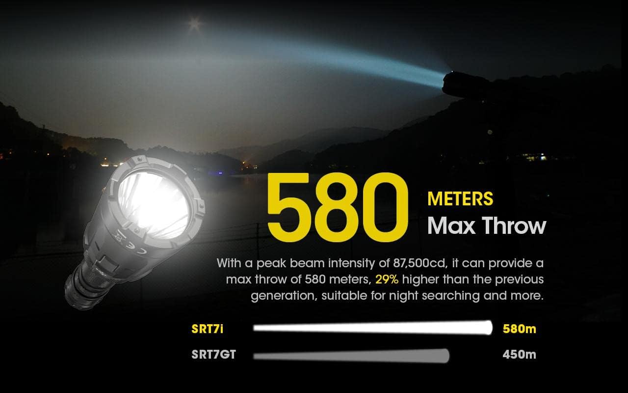 Nitecore SRT7i 3000 Lums 580m Reach 87k Intensity