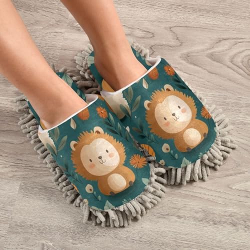 Adorable Cartoon Animal Mop Slipper for MenWomen Washable Soft