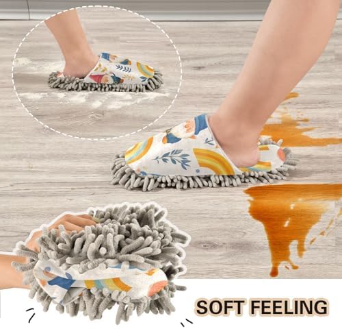 FLildon Microfiber Mop Slippers with Spring Gnomes Design