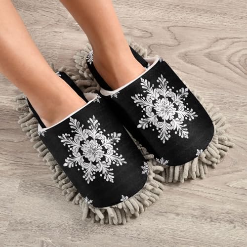 Flildon Microfiber Slippers for MenWomen Soft Washable Snowflake