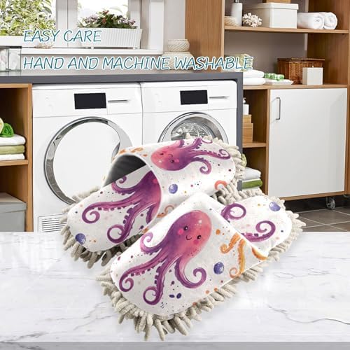 Bright Fun Cozy Cartoon Octopuses - Microfiber Slips for Mop Floors