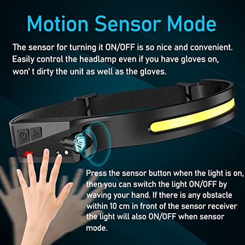 Aikertec Rechargeable 6-Piece Headlamp 230 Beam Motion Sensor Dustproof Foldable Design