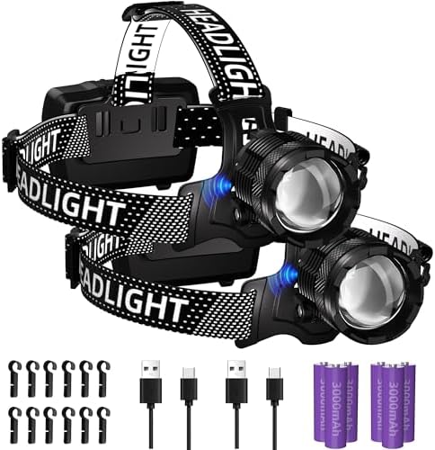 Durable 100000LM Rechargeable Headlamp for Camping Hiking Hunting