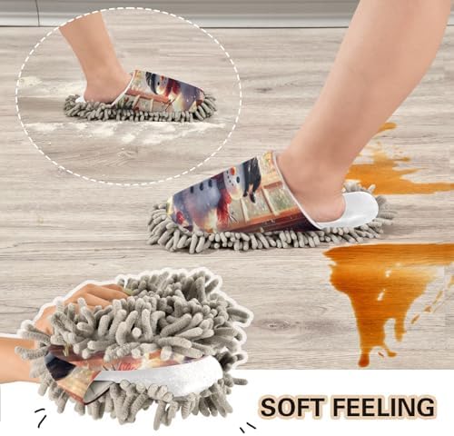 Running Bear White Christmas Snowman Mop Slippers