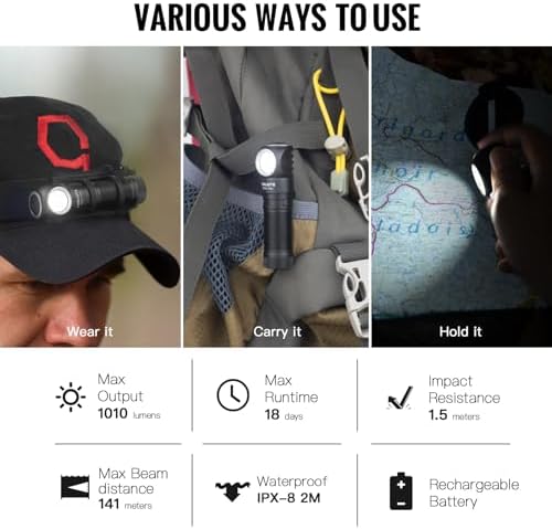 Bright Durable Super Duty Headlamp - 1010 Lumens 141m Beam Rechargeable Waterproof