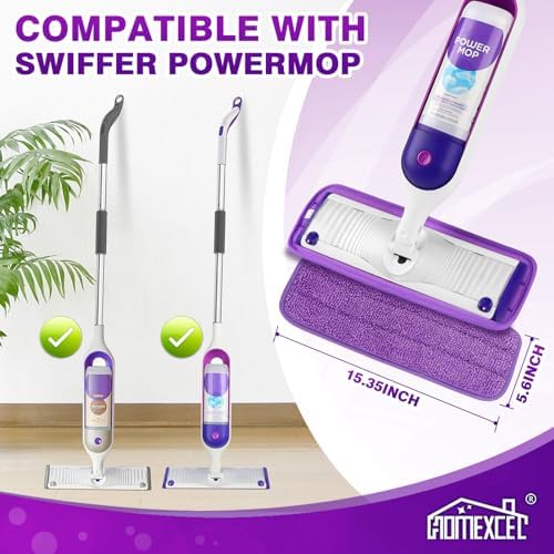 HOMEXCEL 8 Pack Reusable Microfiber Mop Pads for Swiffer PowerMop