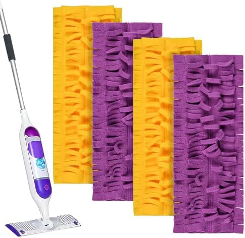 4 Pack Mop Refill Pads 2 Yellow 2 Purple
