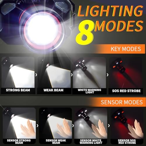 OCEGATE 100000 Lumen Rechargeable Headlamp Waterproof Adjustable for Camping Hiking