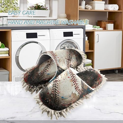 Stylish Baseball Microfiber Slippers for Cleaning Washable Comfortable