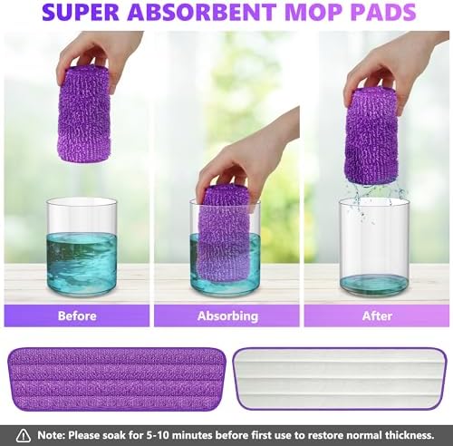 ILAVCOOL 6 Pack Reusable Microfiber Mop Pads for Swiffer PowerMop