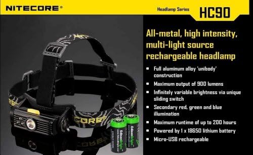 1000lumens Nitecore HC90 with rechargeable battery