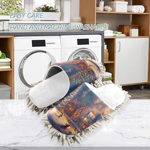 White Christmas Tree Slippers with Snowman Design for Cleaning