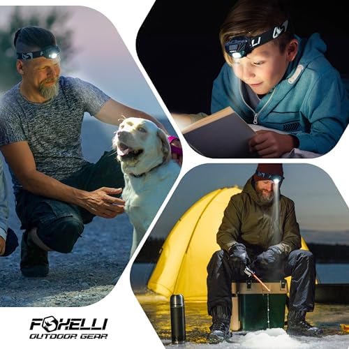 Foxelli Rechargeable Headlamp - Confident Outdoors Red Light Waterproof and Reusable