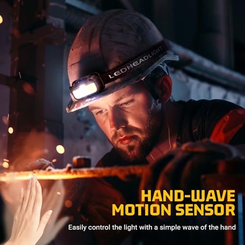 1300 Lumen Headlamp with 14 Modes Motion Sensor