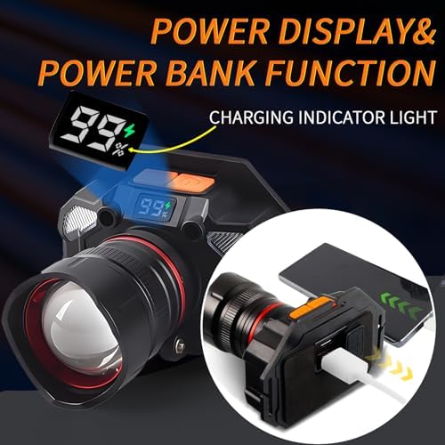 OCEGATE 100000 Lumen Rechargeable Headlamp Waterproof Adjustable for Camping Hiking