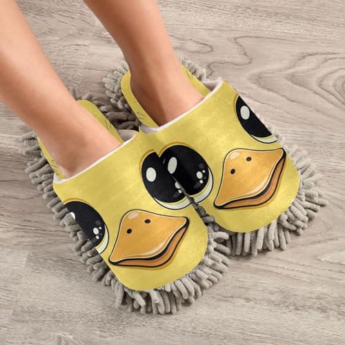 Zhirexin Yellow Duck Mop Slippers Soft Washable Floor Cleaner