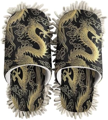 Zhirexin Yellow Dragons Kitchen Cleaning Slippers Soft Washable Durable for Home Cleaning