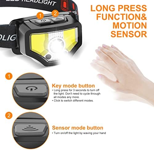 Curtsod 1200 Lumen Headlamp 2-Pack with White Red LED Modes
