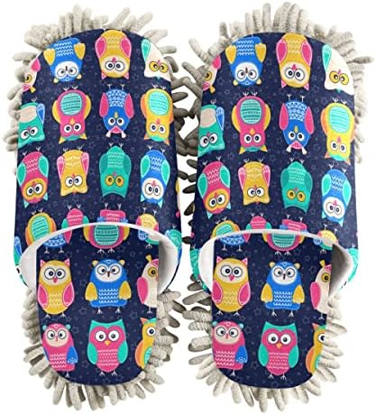 STYLISH OWLS MOP HOUSE SLIPPERS FOR EASY FLOOR MAINTENANCE