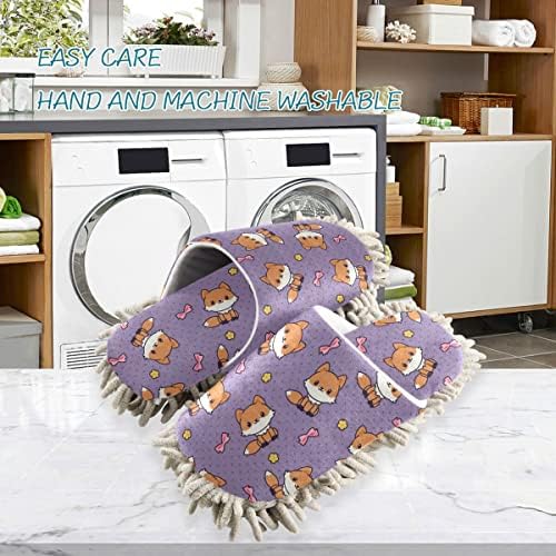 Kawaii Foxes Washable Mop Slippers for Easy Floor Cleaning