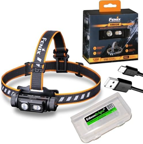 1200 Lumen WhiteRed Rechargeable Headlamp Bundle with Carrying Case Fenix HM60R