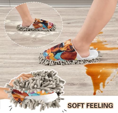 Cozy Microfiber Slippers Dachshund Dog Mops for Clean