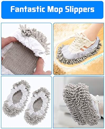 8-Piece Mop Slippers Premium Microfiber Reusable Machine Washable