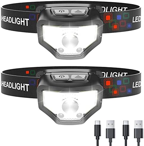 Curtsod 1200 Lumen Headlamp 2-Pack with White Red LED Modes