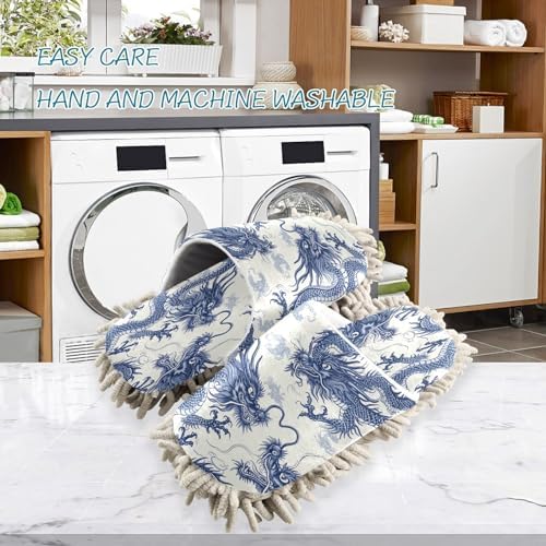 Zhirexin kitchen cleaning slippers Blue Dragons Microfiber Mop Slippers for home use