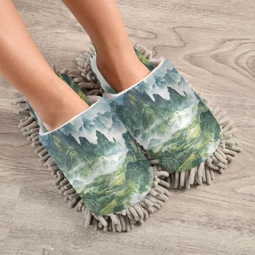 Zhirexin Dark Green Cleaning Mop Slippers