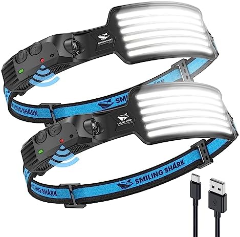 Smiling Shark Rechargeable 2-Pack Headlamp with 6White Light