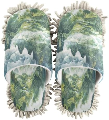 Zhirexin Dark Green Cleaning Mop Slippers
